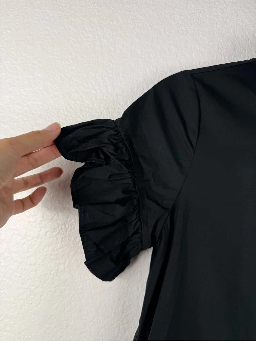 J. Crew Black Ruffle-hem shirt-dress in cotton poplin size XXS